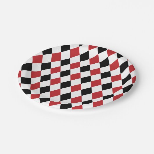 Alice im Wunderland Black Red Raute Tee Party Pappteller (Schrägansicht)