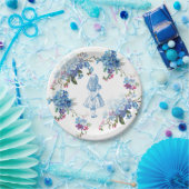 Alice im Wunderland-blaue Blumenpapierplatte Pappteller (Party)