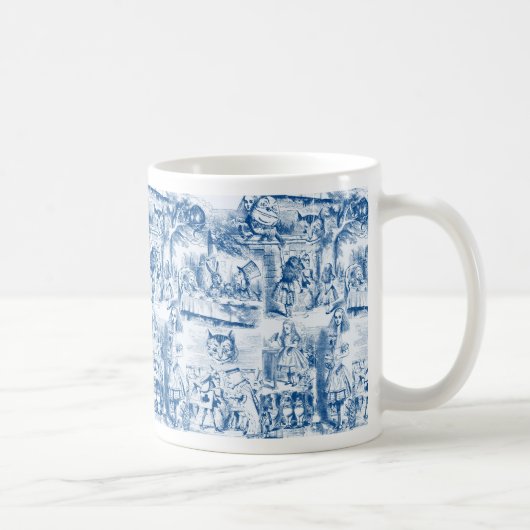 Alice im Wunderland-blaue u. weiße Mühe Kaffeetasse (Rechts)