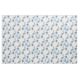 Alice im Wunderland-blaues Blumengewebe Stoff