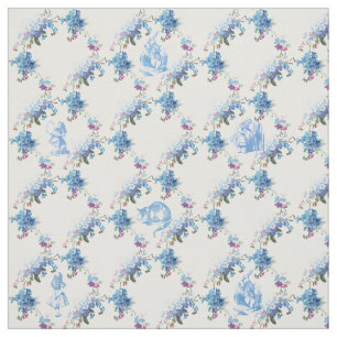 Alice im Wunderland-blaues Blumengewebe Stoff