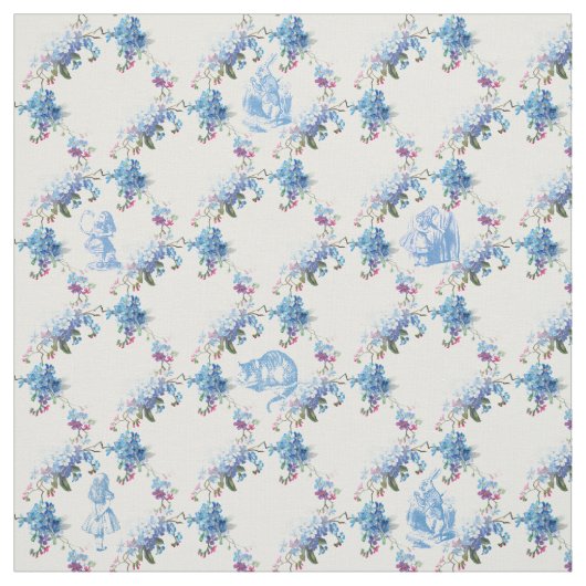 Alice im Wunderland-blaues Blumengewebe Stoff (Muster)