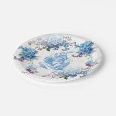 Alice im Wunderland-blaues weißes Pappteller (Schrägansicht)