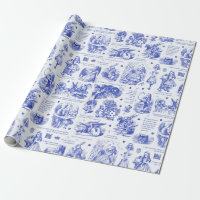 Alice im Wunderland Blue Toile Book Quotes