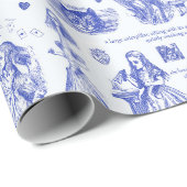 Alice im Wunderland Blue Toile Book Quotes Geschenkpapier (Rolleneckpunkt)