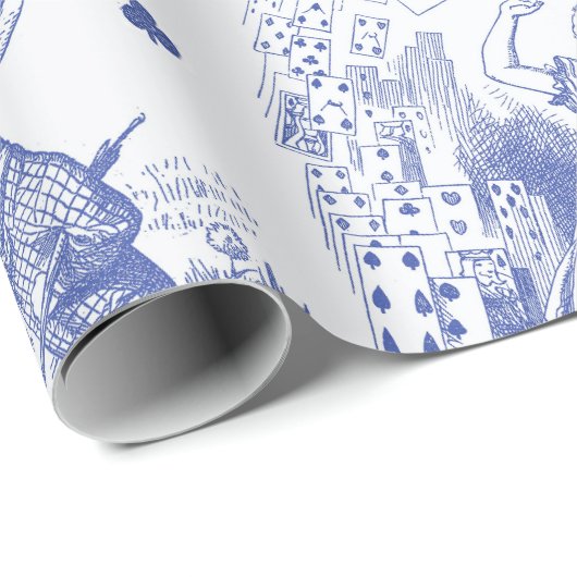 Alice im Wunderland Blue Toile Quotes Geschenkpapier (Rolleneckpunkt)