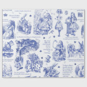 Alice im Wunderland Blue Toile Quotes Geschenkpapier (Flach)