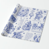 Alice im Wunderland Blue Toile Quotes Geschenkpapier (Ungerollt)