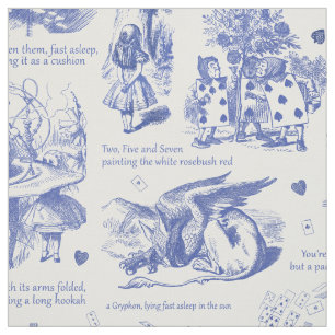 Alice im Wunderland Blue White Toile Stoff
