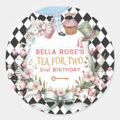 Alice im Wunderland Blume 2. Geburtstag Runder Aufkleber (Vorderseite)