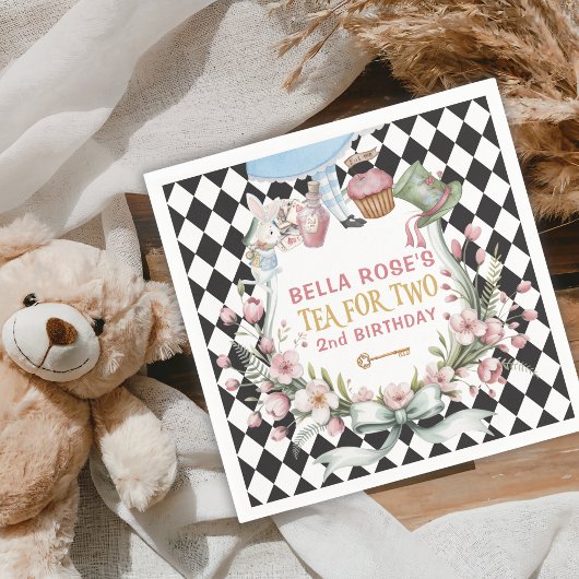 Alice im Wunderland Blume 2. Geburtstag Serviette