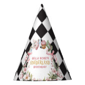 Alice im Wunderland Blume Rahmen 1. Geburtstag Partyhütchen (Vorderseite)