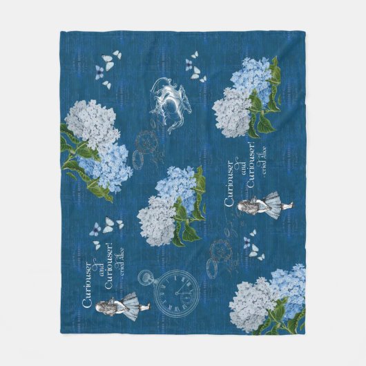 Alice im Wunderland Blumenblauer Kehlkopf Fleecedecke (Vorderseite)