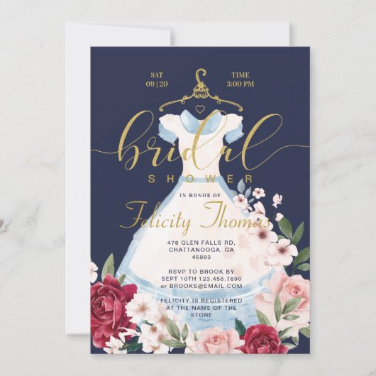 Alice im Wunderland Blumendress Brautparty Einladung (Vorderseite)