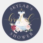 Alice im Wunderland Blumendress Brautparty Runder Aufkleber (Vorderseite)