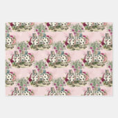 Alice im Wunderland Blumenkarten auf rosa Geschenkpapier Set (Vorderseite)