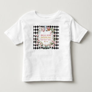 Alice im Wunderland Blumenrahmen 1. Geburtstag Kleinkind T-shirt