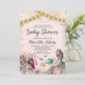 Alice im Wunderland Blush & Mint Babydusche Einladung (Stehend Vorderseite)
