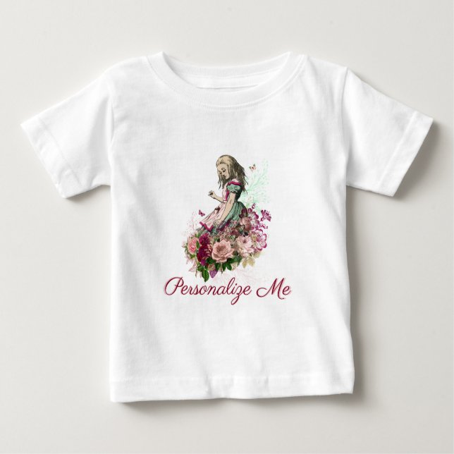 Alice im Wunderland Blush Personalisiert Baby T-shirt (Vorderseite)