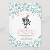 Alice im Wunderland Brautdusche Einladung (Vorne/Hinten)