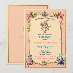 Alice im Wunderland Brautdusche Einladung Rosa