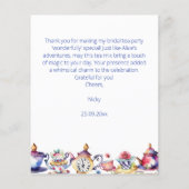 Alice im Wunderland Brautparty Dankeschön Karte (Rückseite)