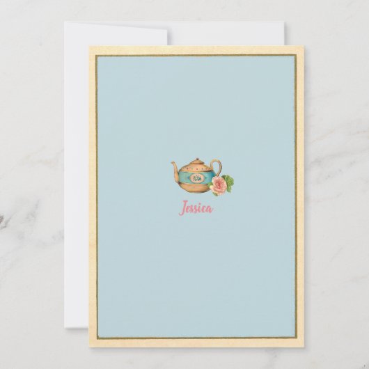 Alice im Wunderland Brautparty Einladung blau (Rückseite)