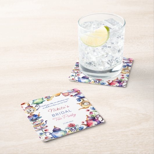Alice im Wunderland Brautparty Tee Gastgeschenke Rechteckiger Pappuntersetzer (Vor Ort)