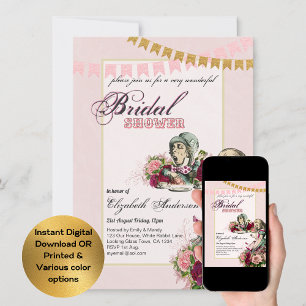 Alice im Wunderland Brautparty Tee Party Einladung