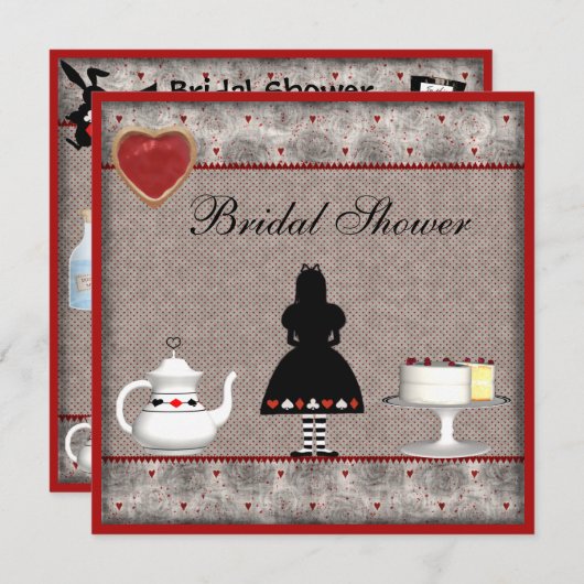 Alice im Wunderland Brautparty Tee Party Einladung (Vorne/Hinten)