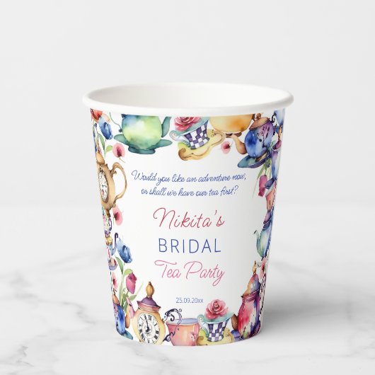 Alice im Wunderland Brautparty Tee Party Pappbecher (Rückseite)