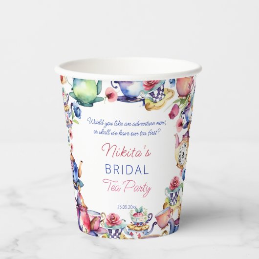 Alice im Wunderland Brautparty Tee Party Pappbecher (Vorderseite)