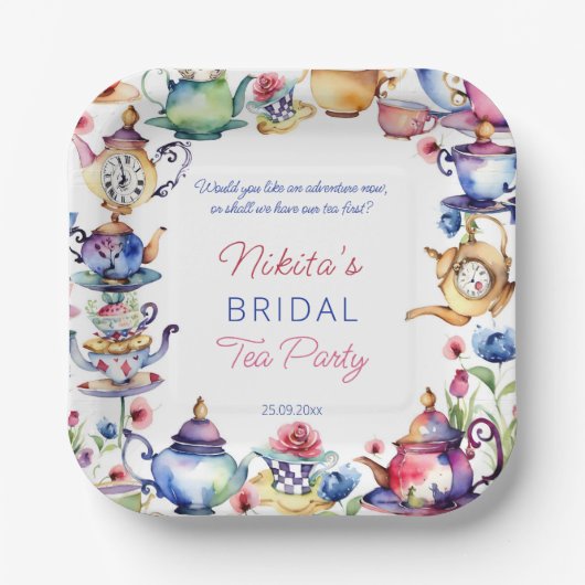 Alice im Wunderland Brautparty Tee Party Pappteller (Vorderseite)