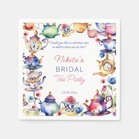 Alice im Wunderland Brautparty Tee Party Serviette (Vorderseite)