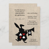 Alice im Wunderland Burlap Tee Party Geburtstag Einladung (Vorne/Hinten)