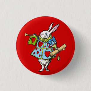 Alice im Wunderland ~ Button-Kaninchen-Rote Herzen Button