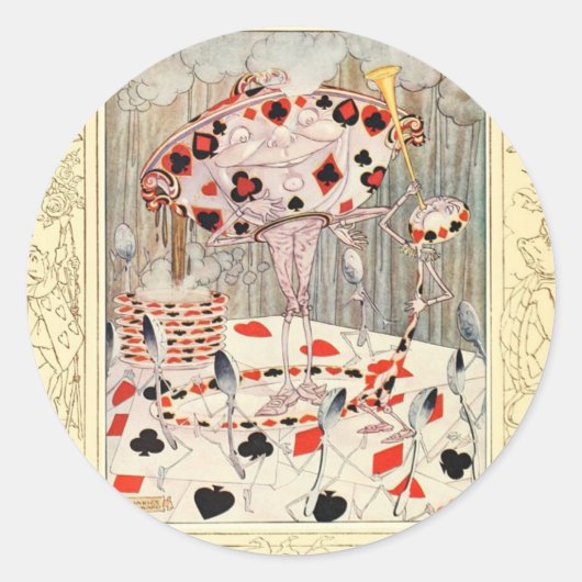 Alice im Wunderland Card Battle Runder Aufkleber (Vorderseite)