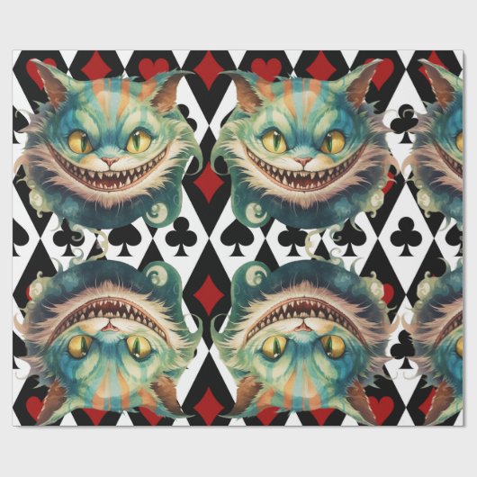 Alice im Wunderland Cat and Card Theme Geschenkpapier (Flach)