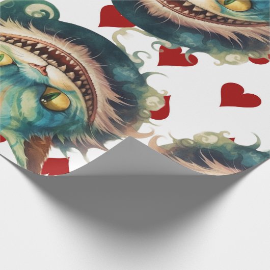 Alice im Wunderland Cat and Hearts Theme Geschenkpapier (Ecke)