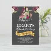 Alice im Wunderland Chalkboard Queen Einladung (Stehend Vorderseite)