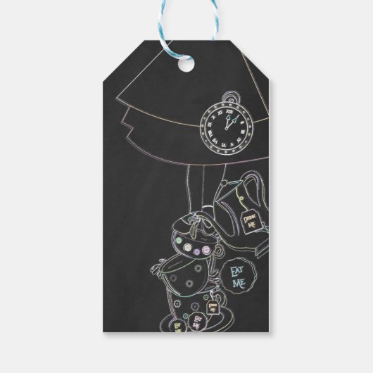 Alice im Wunderland Chalkboard Sketch Chalk Party Geschenkanhänger (Rückseite)