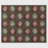 Alice im Wunderland-Charaktere auf Rotem/Grün u. Geschenkpapier (Flach)