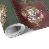 Alice im Wunderland-Charaktere auf Rotem/Grün u. Geschenkpapier (Rolleneckpunkt)
