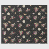 Alice im Wunderland-Charaktere auf Schwarzem und Geschenkpapier (Flach)