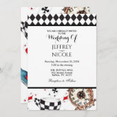 Alice im Wunderland Checkered Weditation Einladung (Vorne/Hinten)