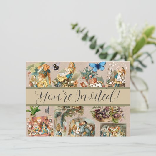 Alice im Wunderland Cheshire Cat Characters Einladung (Stehend Vorderseite)