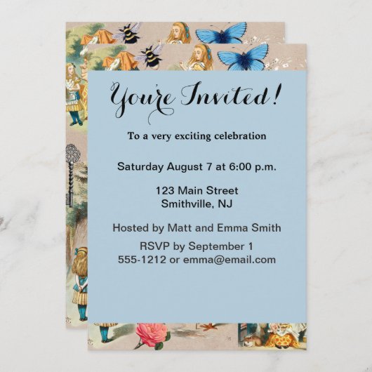 Alice im Wunderland Cheshire Cat Characters Einladung (Vorne/Hinten)