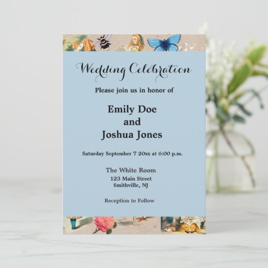 Alice im Wunderland Cheshire Cat Characters Einladung (Stehend Vorderseite)