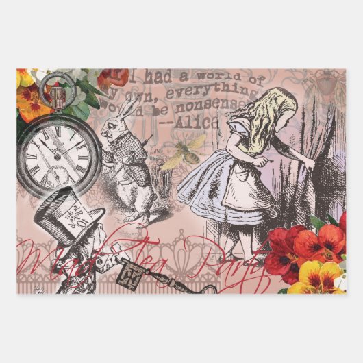 Alice im Wunderland Cheshire Cat Characters Geschenkpapier Set (Vorderseite 3)