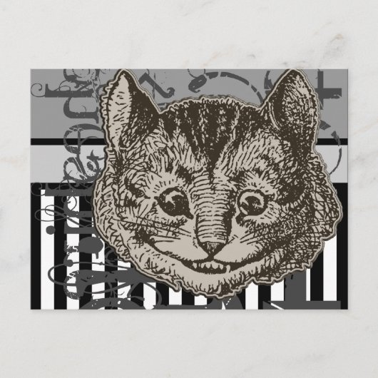 Alice im Wunderland Cheshire Cat Grunge Postkarte (Vorderseite)